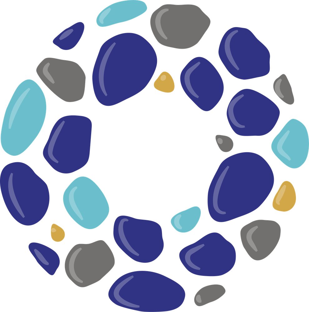 EVA Bay's pebble-ring symbol in white